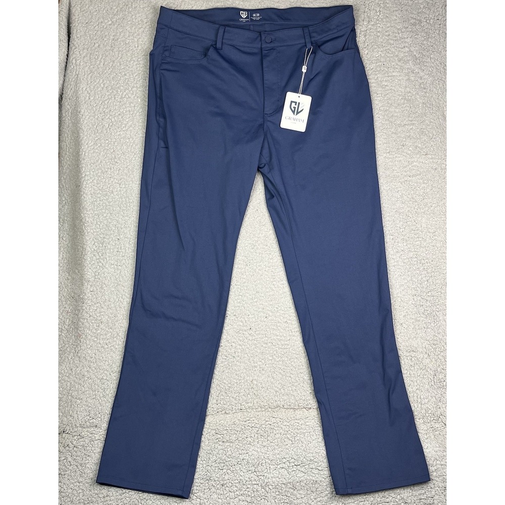 NWT Graham Luxe Emerson Mens‎ Pants 36x32 Blue Depths Golf Hiking Dress Slacks